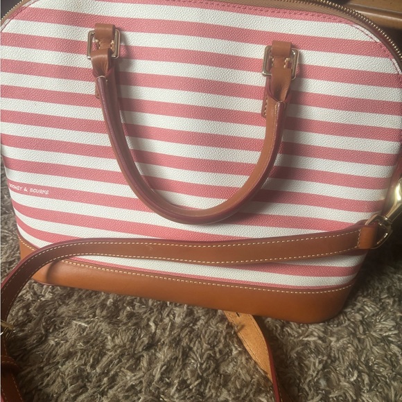Dooney & Bourke Pink and Tan Striped Satchel - Picture 2 of 3
